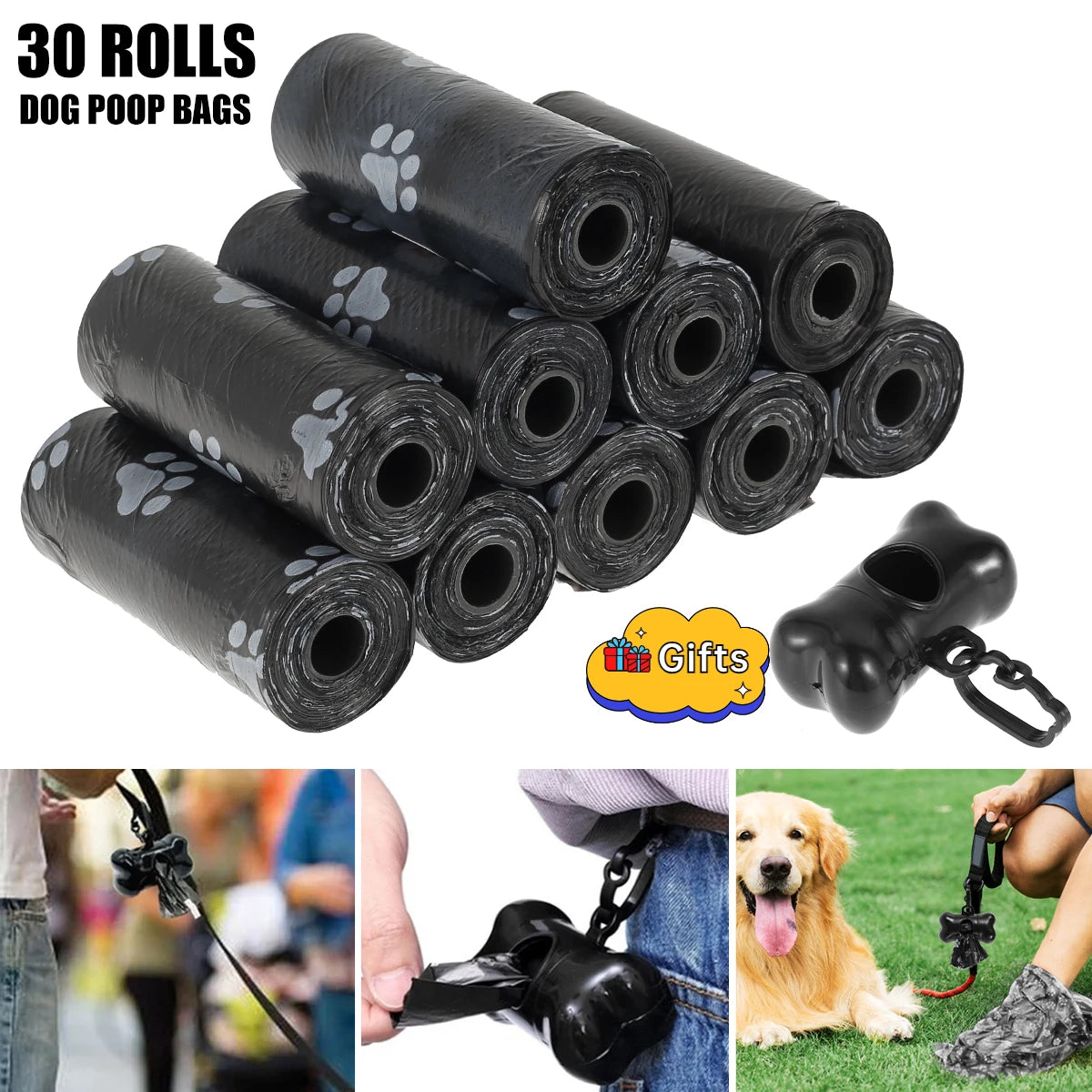 Bolsas para Excrementos de Perro - 10/30/50 Rollos Biodegradables